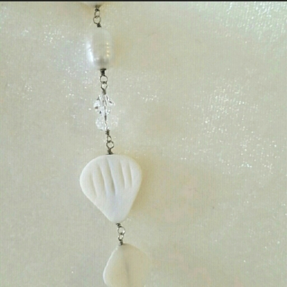 ✨💎 MOP Mother of Pearl Crystal Shell Long Necklace - Picture 4 of 5